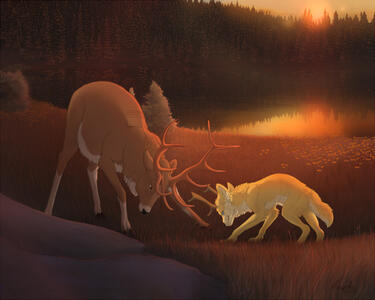 Example: Full body, colored & shaded x2 + more detailed BG